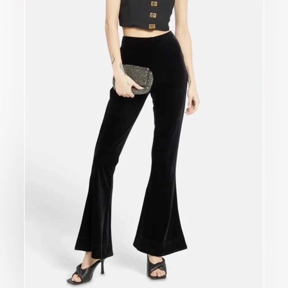 Y2K GANNI Black Velvet Flare Pants Whimsigoth 90s
